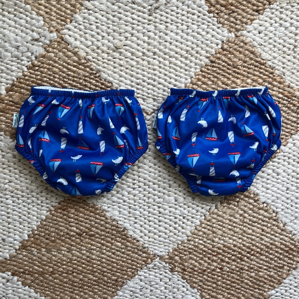 Green Sprouts Blue Sailboat Eco Pull-Up Swim Diaper Set of 2 - Size 24 Months